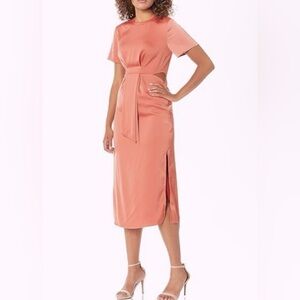 C/MEO Collective Provided Midi Cut Out Tie Dress Small Orange Bloomingdale’s